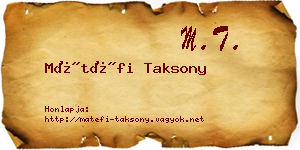 Mátéfi Taksony névjegykártya